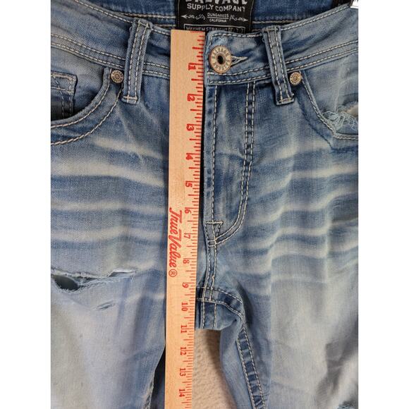 Salvage Buckle Jeans Mens 32R 32x32 Blue Mayhem Straight Leg Distressed Stretch - Picture 4 of 16